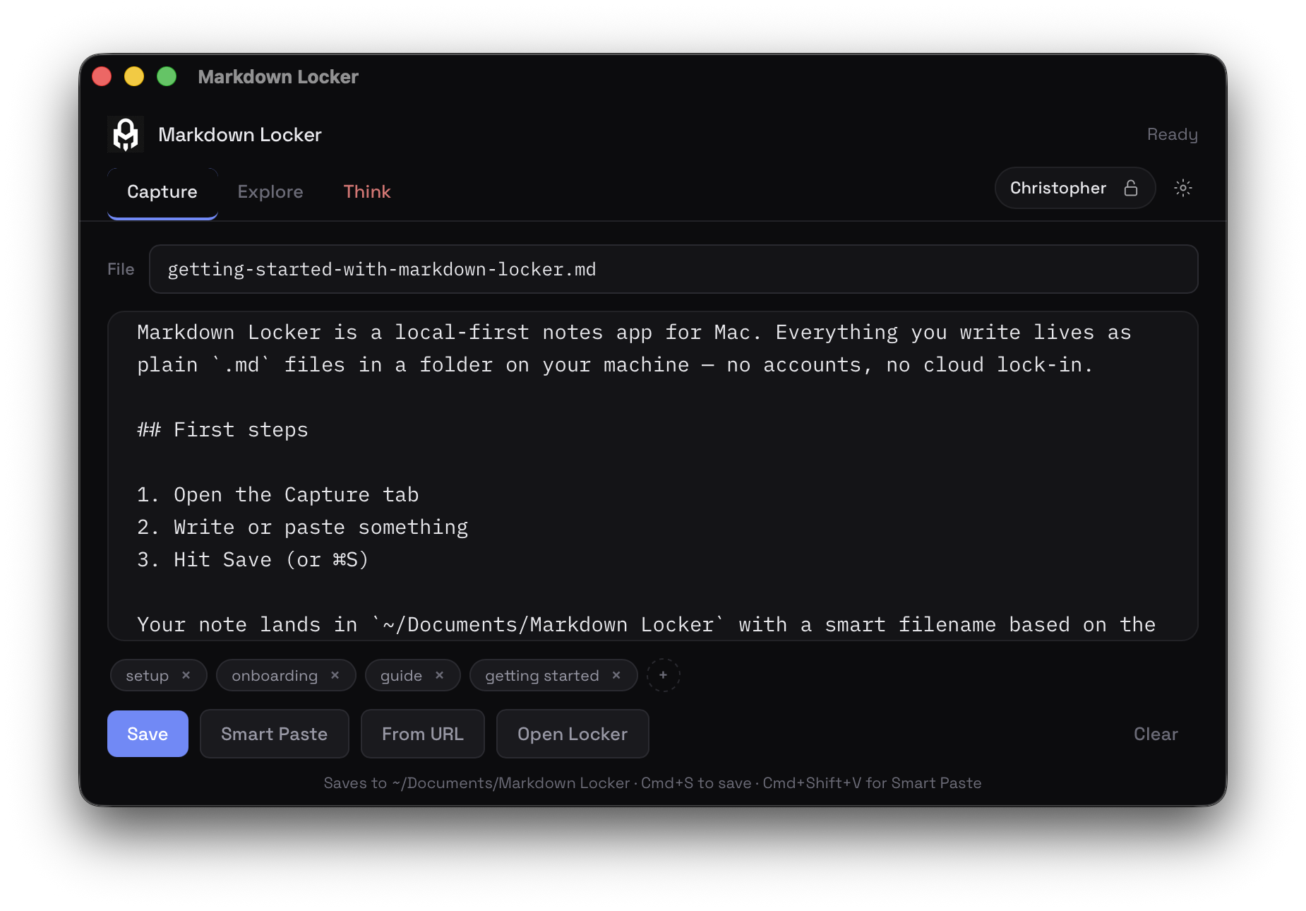 Markdown Locker app